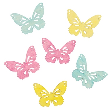 Wooden Butterflies 6 cm, 6 pcs 