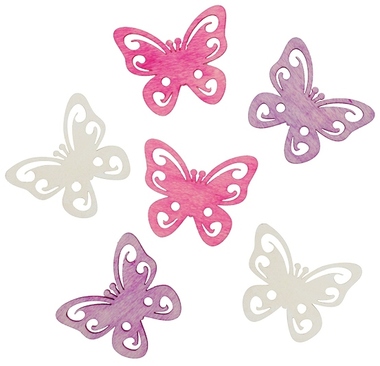 Wooden Butterflies 6 cm, 6 pcs 