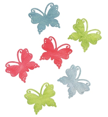 Wooden Butterflies 6 cm, 6 pcs 