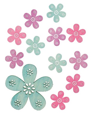 Wooden Flowers 4 cm, 12 pcs 