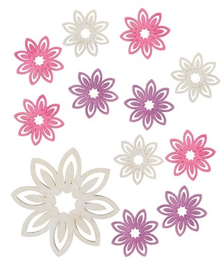 Wooden Flowers 4 cm, 12 pcs 