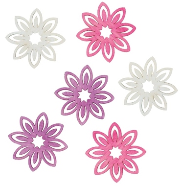 Wooden Flowers 6 cm, 6 pcs 