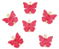 3941 Dřevění motýli s kolíčkem 4 cm, 6 ks -1