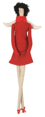 Sitting Angel Girl, in Red Clothes, 43 cm 