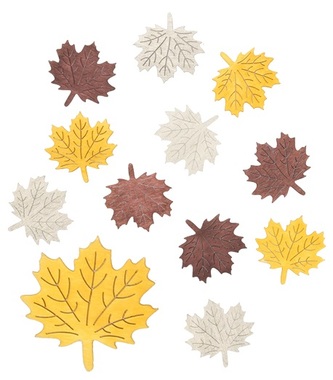 Wooden Maple Leaves 4 cm, 12 pcs