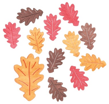 Wooden Maple Leaves 4 cm, 12 pcs