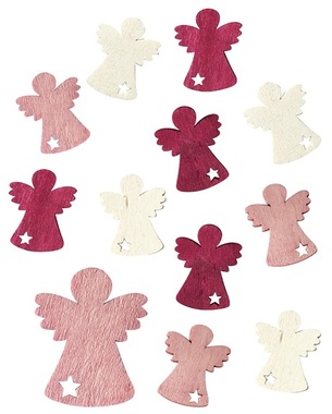 Wooden angels 4 cm 12 pcs