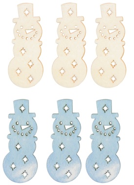 Wooden Snowman 6 cm, 6 pcs