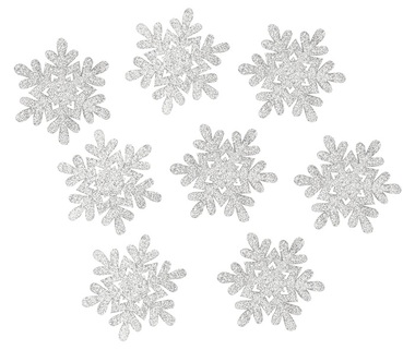 Wooden snowflakes with glitter 5 cm 8 pcs