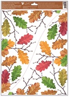 Decorative Window Cling – Oak and Maple Leaves in a green-pink combination