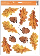 Decorative Window Cling – Colorful Autumn Leaves with Oak Leaves and Acorns