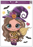 Decorative Window Cling – Little Girl with Hat and Broom