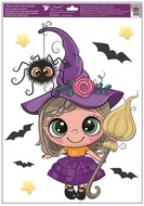 Decorative Window Cling – Little Girl with Hat and Spider