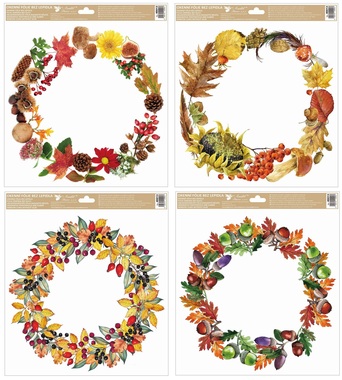 Window Cling Autumn Wreath 30 x 33.5 cm
