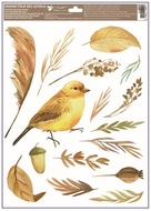 Decorative Window Cling – Yellow bird with autumn leaves