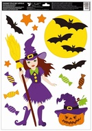 Decorative Window Cling – Witch with broom and moon