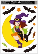 Decorative Window Cling – Witch sitting on the moon
