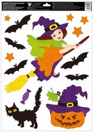 Decorative Window Cling – Flying witch with pumpkin
