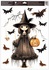 Decorative Window Cling – Witch with a flat hat and a pumpkin