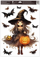 Decorative Window Cling – Witch with a cocked hat and long hair