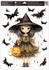 Decorative Window Cling – Witch with a flat hat and a lantern