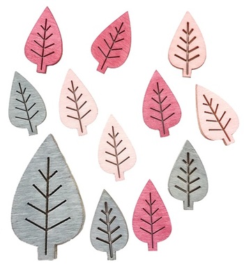 Wooden Leaves 4 cm, 12 pcs 