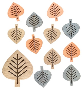 Wooden Leaves 4 cm, 12 pcs 