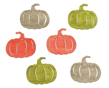 Wooden Pumpkins 6 cm, 6 pcs 