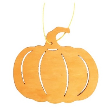 Hanging Wooden Pumpkin 10 cm, Yellow