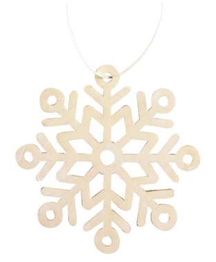 Hanging Wooden Snowflake 8 cm, White
