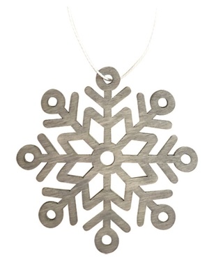 Hanging Wooden Snowflake 8 cm, Grey