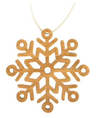 Hanging Wooden Snowflake 8 cm, Brown