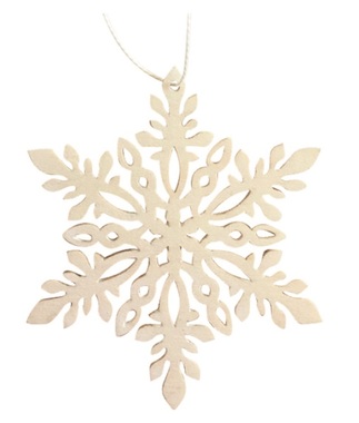 Hanging Wooden Snowflake 10 cm, White