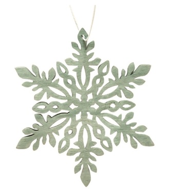 Hanging Wooden Snowflake 10 cm, Green