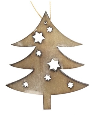 Hanging Wooden Tree 10 cm, White