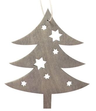 Hanging Wooden Tree 10 cm, Grey