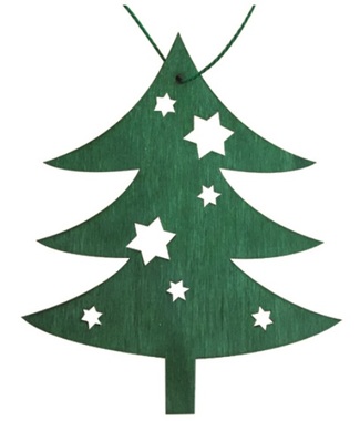 Hanging Wooden Tree 10 cm, Green