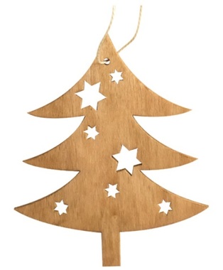 Hanging Wooden Tree 10 cm, Brown