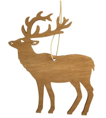 Hanging Wooden Deer 10 cm, Natural