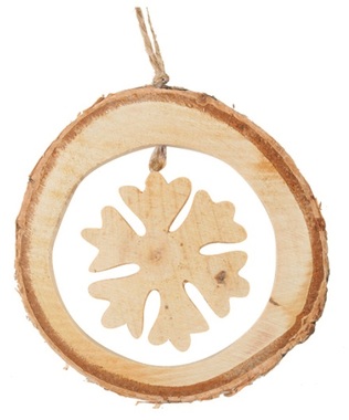 Wooden Snowflake in Oval 10 cm