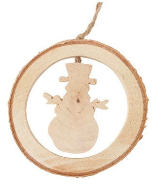 Wooden Snowman in Oval 10 cm