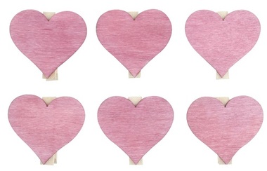 Wooden Hearts on Wooden Peg 4 cm, 6 pcs