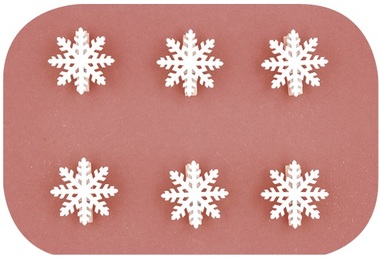 Wooden Snowflake 4 cm, on Wooden Peg, 6 pcs