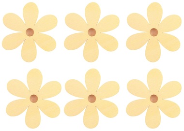 Wooden Flowers with Peg 4 cm, 6 pcs 