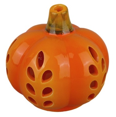 Ceramic Candle Holder Pumpkin 8,5 x 8 cm, Orange 