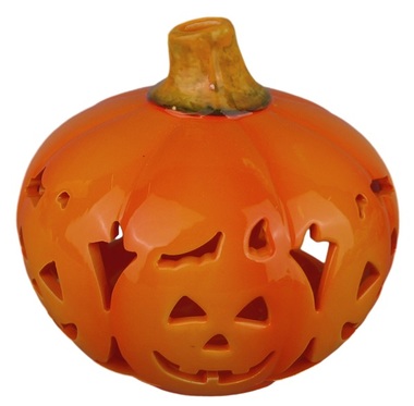 Ceramic Candle Holder Halloween 15 x 14 cm, Orange 