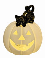 41011 Sv&iacute;t&iacute;c&iacute; porcel&aacute;nov&aacute; D&yacute;ně s kočkou 10 x 11 x 10 cm, tepl&aacute; b&iacute;l&aacute;, 1 LED, časovač-2