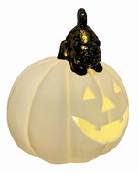 41011 Sv&iacute;t&iacute;c&iacute; porcel&aacute;nov&aacute; D&yacute;ně s kočkou 10 x 11 x 10 cm, tepl&aacute; b&iacute;l&aacute;, 1 LED, časovač-3