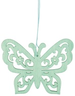 4102 Dřevěný motýl na zavěšení 12 cm, tyrkysový-1