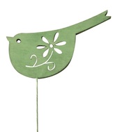 4119 Dřevěný ptáček 8 cm zelený + drátek -1
